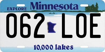 MN license plate 062LOE