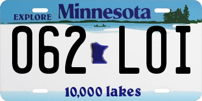 MN license plate 062LOI