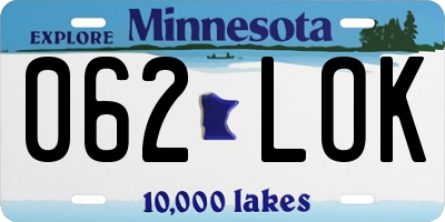 MN license plate 062LOK