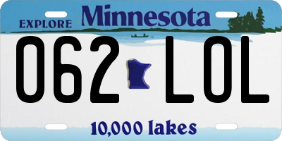 MN license plate 062LOL