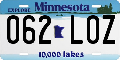 MN license plate 062LOZ