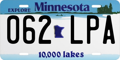 MN license plate 062LPA