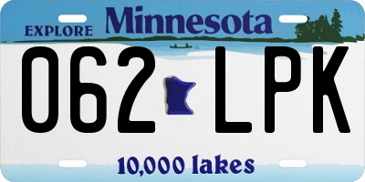 MN license plate 062LPK