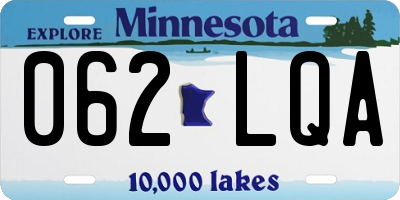 MN license plate 062LQA