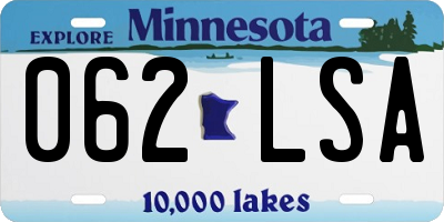 MN license plate 062LSA