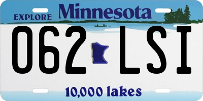 MN license plate 062LSI