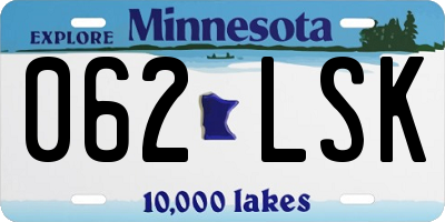 MN license plate 062LSK