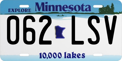 MN license plate 062LSV
