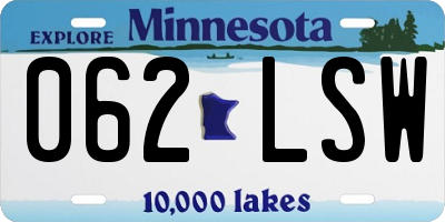 MN license plate 062LSW
