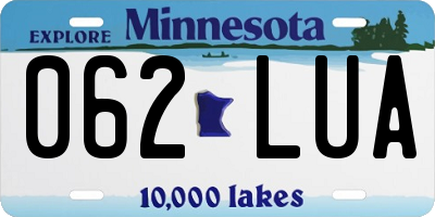 MN license plate 062LUA