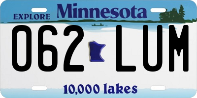 MN license plate 062LUM