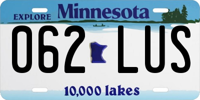 MN license plate 062LUS