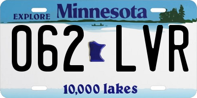 MN license plate 062LVR