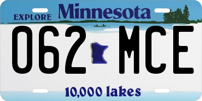 MN license plate 062MCE