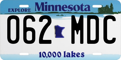 MN license plate 062MDC