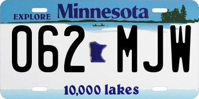 MN license plate 062MJW
