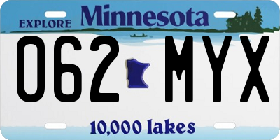 MN license plate 062MYX