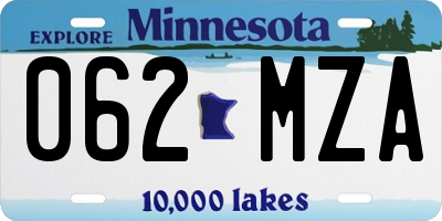 MN license plate 062MZA
