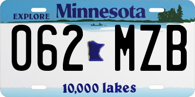 MN license plate 062MZB