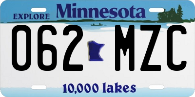 MN license plate 062MZC