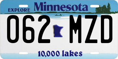 MN license plate 062MZD
