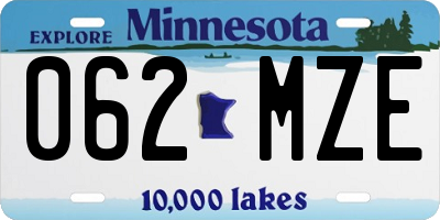 MN license plate 062MZE