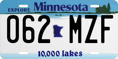 MN license plate 062MZF