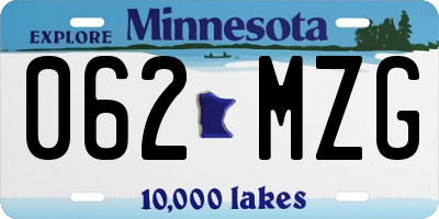 MN license plate 062MZG