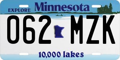 MN license plate 062MZK