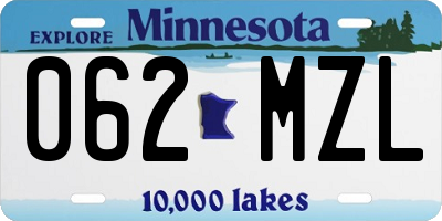 MN license plate 062MZL