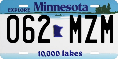 MN license plate 062MZM