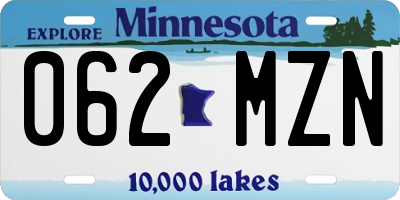 MN license plate 062MZN