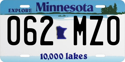 MN license plate 062MZO