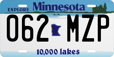 MN license plate 062MZP