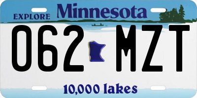 MN license plate 062MZT