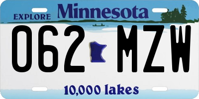 MN license plate 062MZW