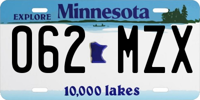 MN license plate 062MZX