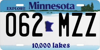 MN license plate 062MZZ