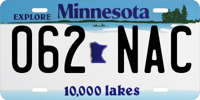 MN license plate 062NAC