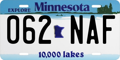 MN license plate 062NAF