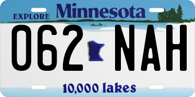MN license plate 062NAH
