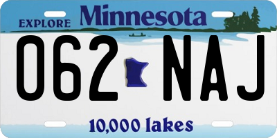 MN license plate 062NAJ