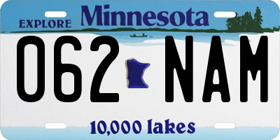 MN license plate 062NAM