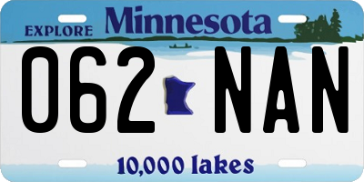 MN license plate 062NAN