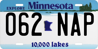 MN license plate 062NAP