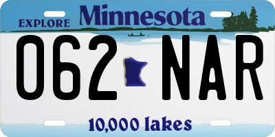 MN license plate 062NAR