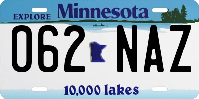 MN license plate 062NAZ
