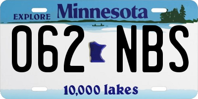 MN license plate 062NBS