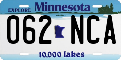 MN license plate 062NCA