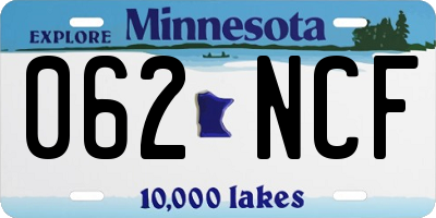 MN license plate 062NCF